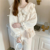 ホワイトフリルもこもこルームウェア