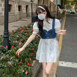 デニムビスチェ&ティアードワンピースSET