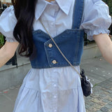 デニムビスチェ&ティアードワンピースSET