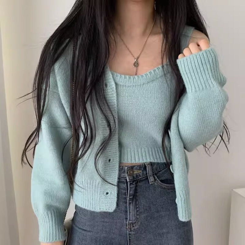 ルーズカーディガン&ニットビスチェSET