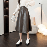 レザーフレアミモレスカート