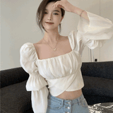 ランタンスリーブリボントップス