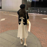 バックリボンニット&ロングワンピースSET