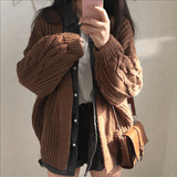 ワンカラーケーブルカーディガン