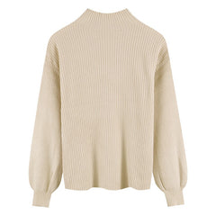 ハイネックシンプルリブトップス