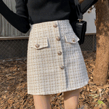 ツイードボタンスカート