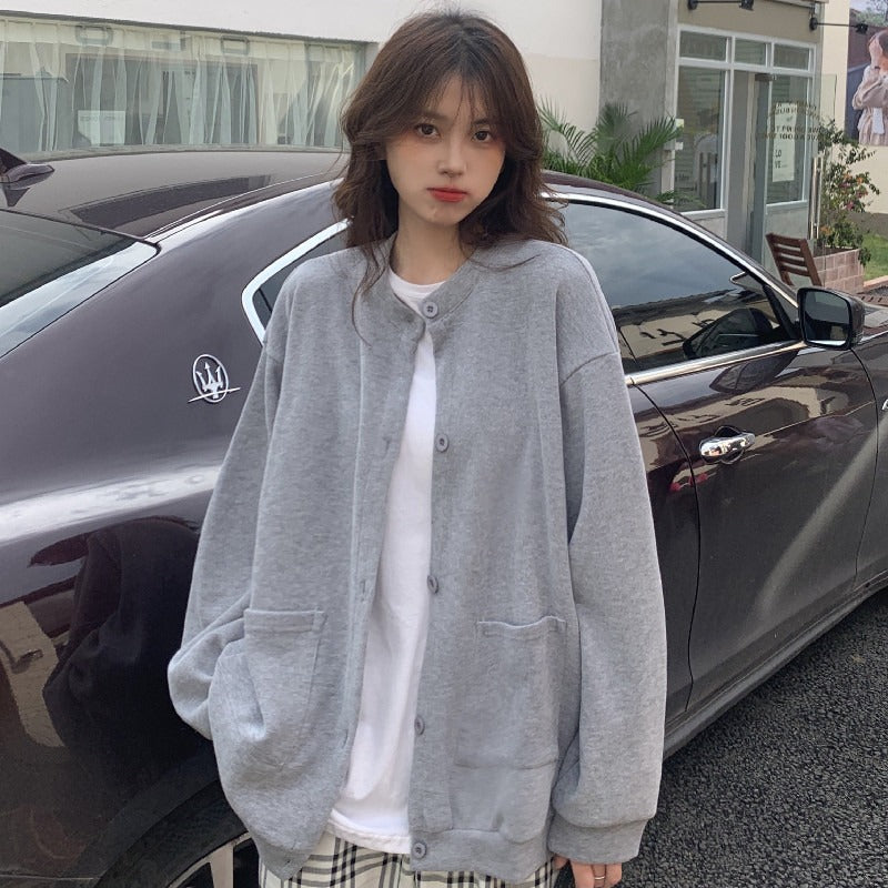 クルーネックハイゲージカーディガン