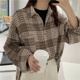 ブラウンカラーチェックシャツ