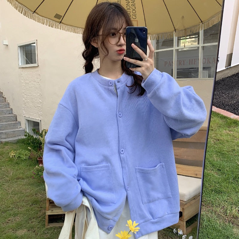 クルーネックハイゲージカーディガン