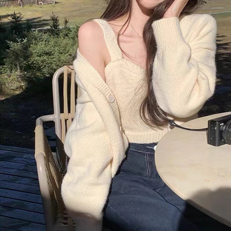 ルーズカーディガン&ニットビスチェSET