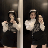 フリルネックビスチェ&タイトスカート