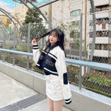 バイカラークロップドスタジャン