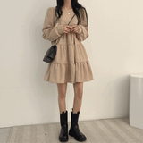 ワンカラーティアードワンピース