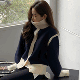 ハイネックバイカラーカーディガン