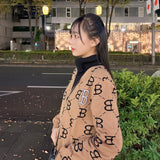 モノグラムキャメルカーディガン