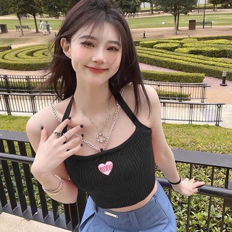 チェーンストラップリブキャミソール