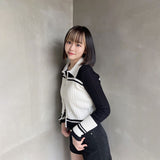 モノトーンフルジップニットトップス