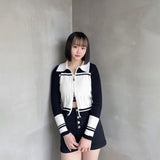 モノトーンフルジップニットトップス