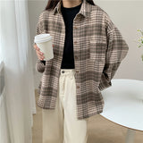 ブラウンカラーチェックシャツ