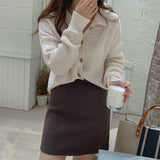 金ボタンフラジールカーディガン