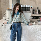 アクセントチェックデザイントップス