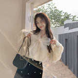 ビジューボウタイリボンブラウス