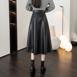 レザーフレアミモレスカート