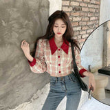 アクセントチェックデザイントップス