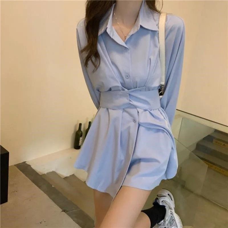 ウエストマークデザインシャツワンピース