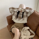 クロップドチェックニット