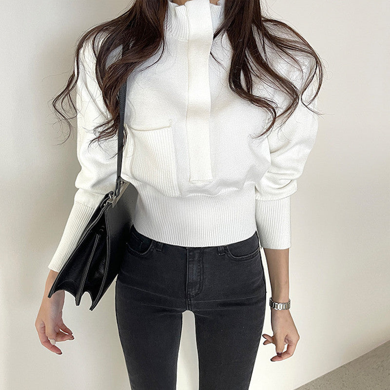 シックデザインジップニット