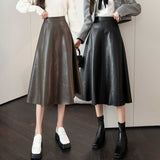 レザーフレアミモレスカート