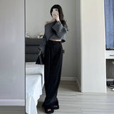 クロップドカシュクールニット