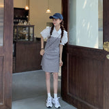 ギンガムキャミワンピース&フリルブラウスSET