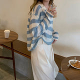 ボーダーリラックスポロニット