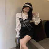 フリルネックビスチェ&タイトスカート