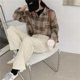 ブラウンカラーチェックシャツ