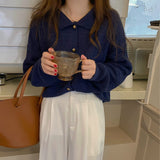 金ボタンフラジールカーディガン