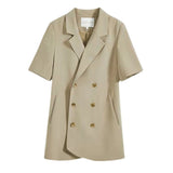 ジャケット風サテン半袖ワンピース