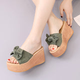 ウェッジソールリボンサンダル