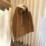 フード付きボタンコート