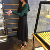 ボタンネックリブトップス