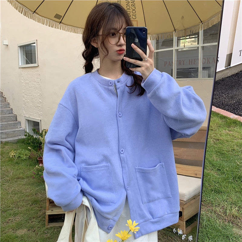 クルーネックシンプルカーディガン