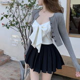 スリムカーディガン&ビッグリボンキャミソールSET