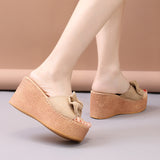 ウェッジソールリボンサンダル