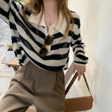 ボーダーリラックスポロニット