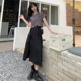 オーバースリットベルトロングスカート
