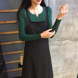 ボタンネックリブトップス