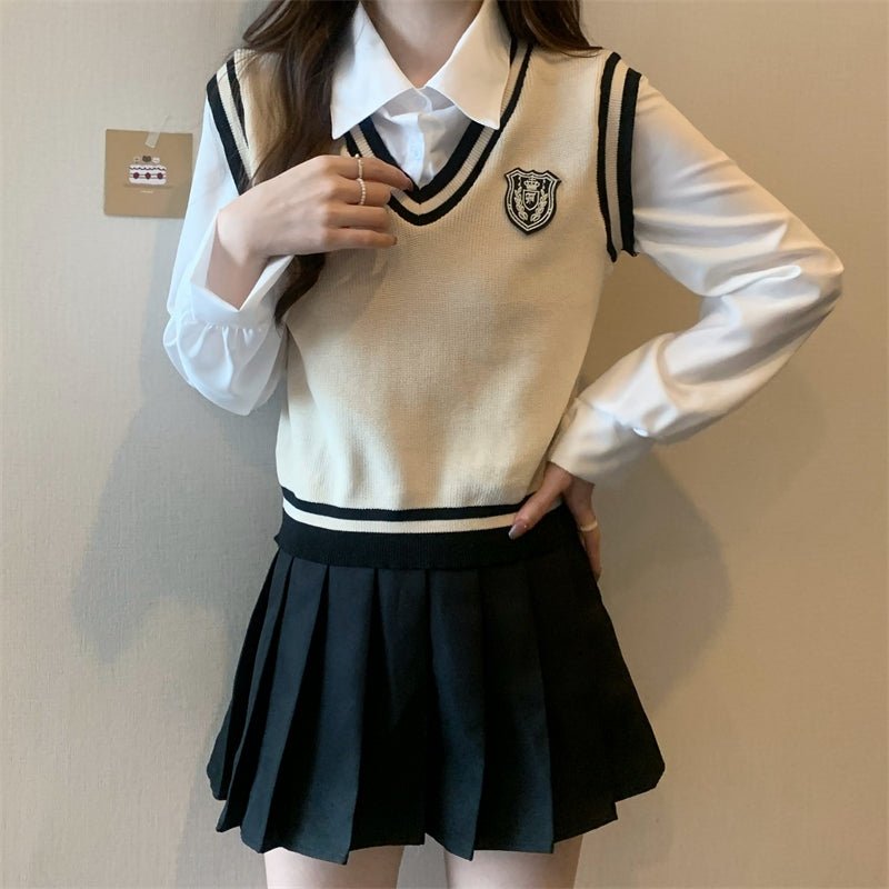 ブリティッシュニットベスト&シャツSET