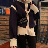 ハイネックバイカラーカーディガン